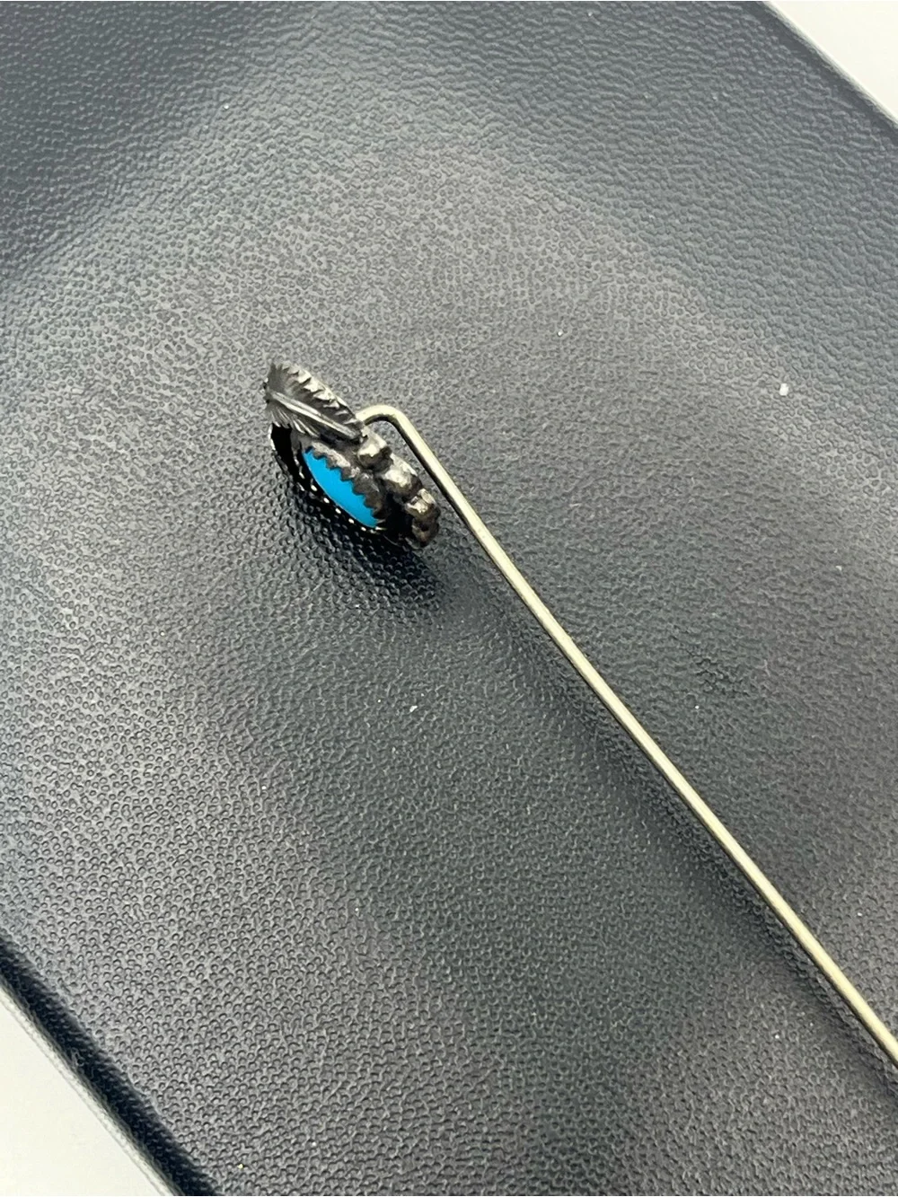 Navajo Native American sterling silver blue stone cabochon stick pin brooch